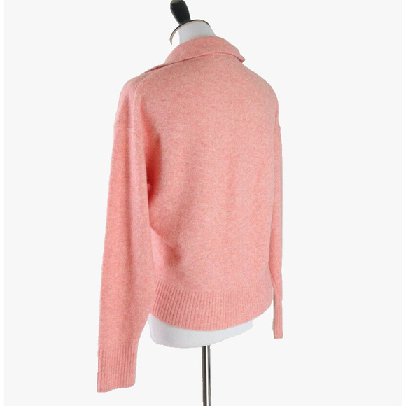 J Crew Size S Collared V-Neck Sweater Supersoft Yarn Coral Peach BJ597 - Picture 3 of 10